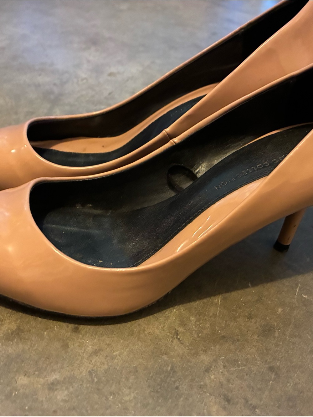 Zara Blush Patent Leather Mid-Heel Pumps